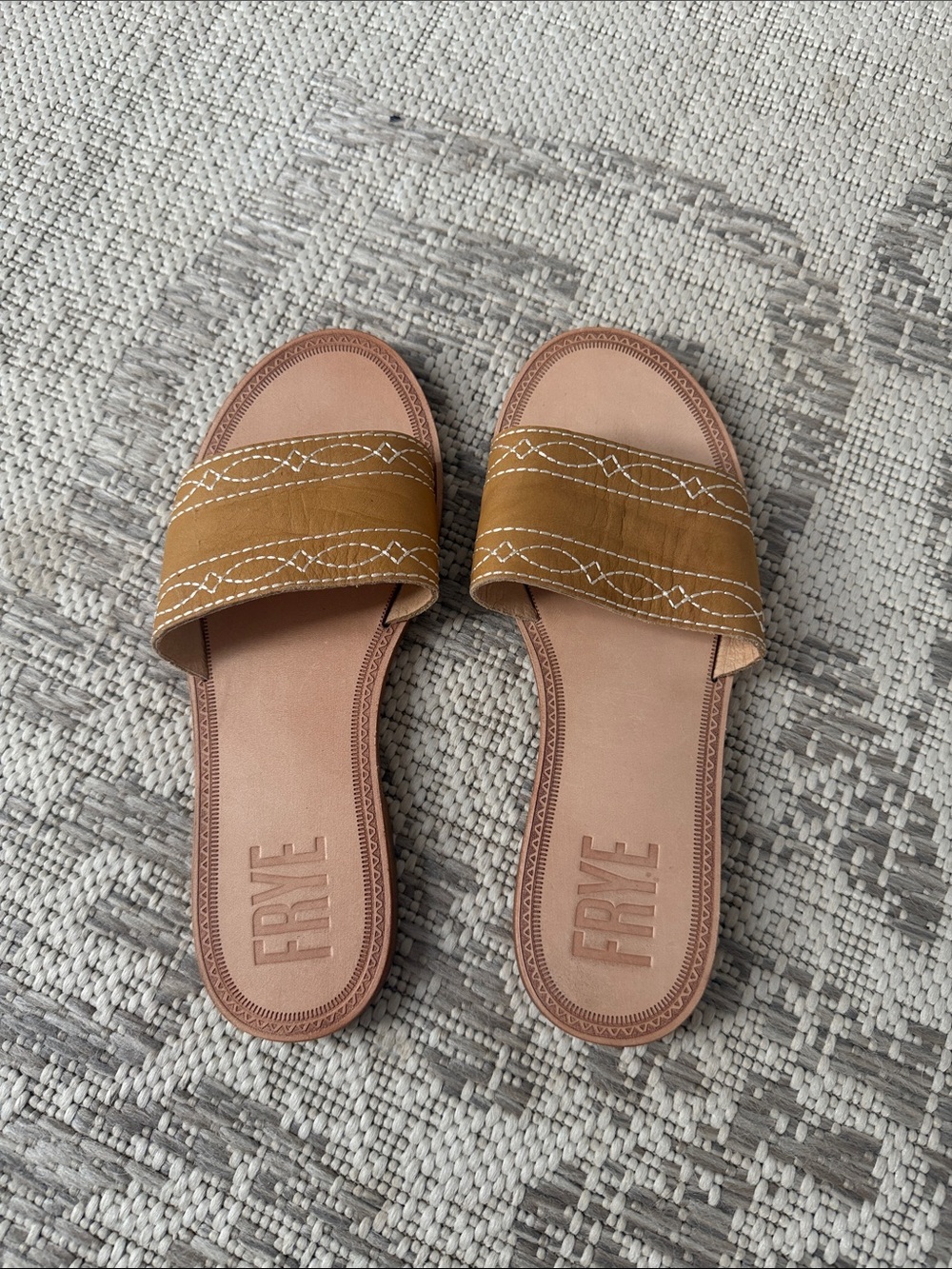 Frye Western Leather Slide Sandals